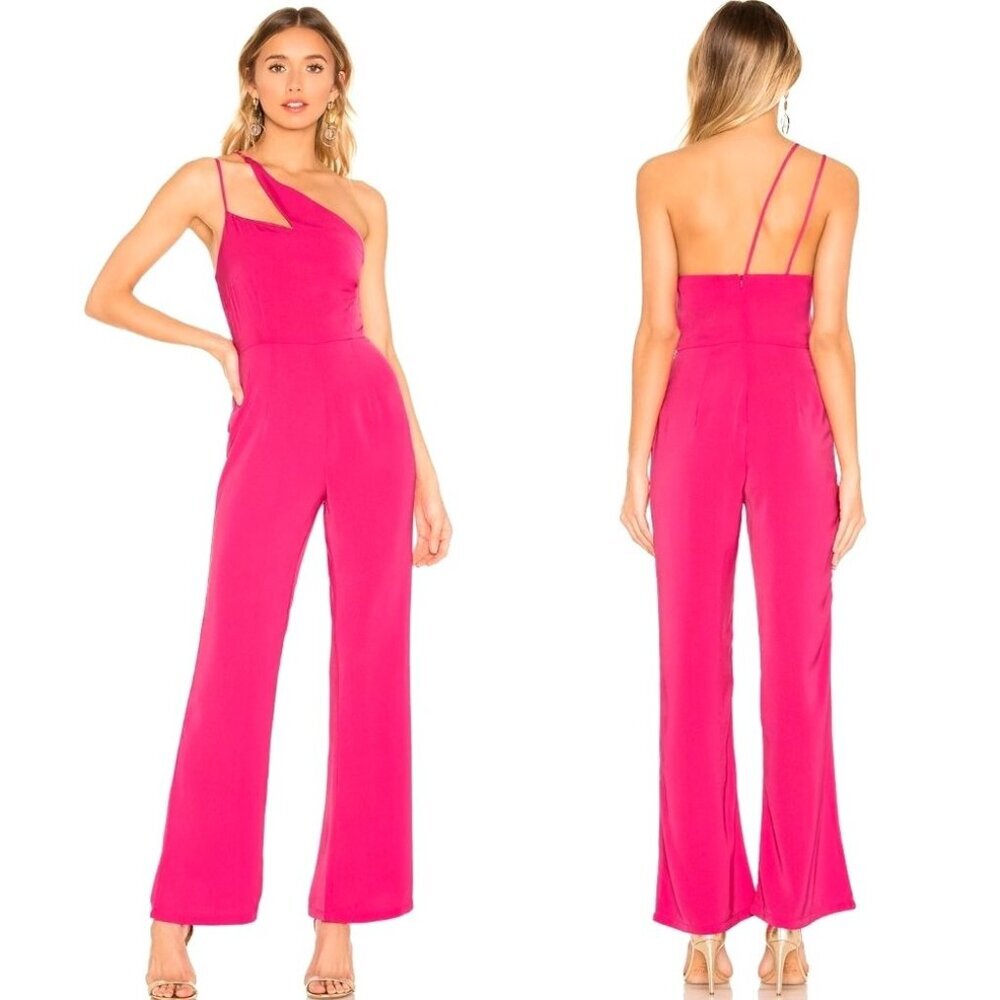 Super Down Jumpsuit Women Small Pink One Shoulder Anouk Cut‎ Out Party Cocktail